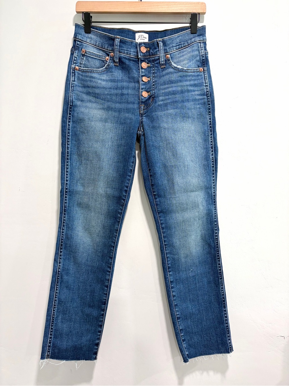 J.Crew 9" Vintage Straight Button Fly Cut Off Ankle Jeans